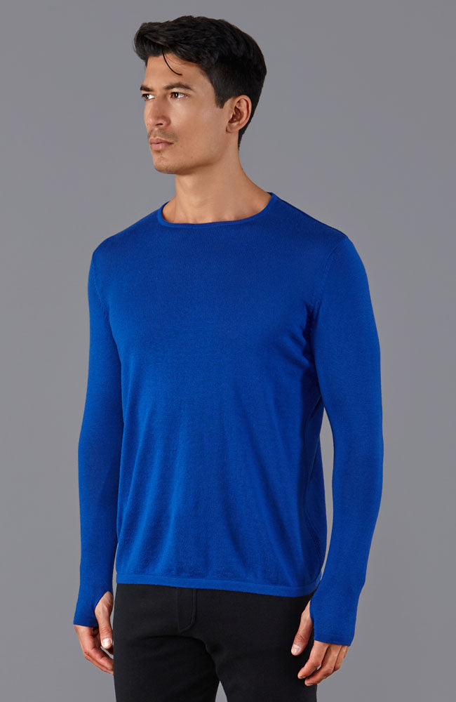 blue mens merino wool gym top by Paul James