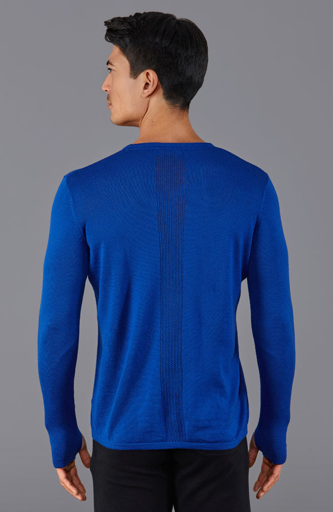 blue mens merino wool gym top by Paul James