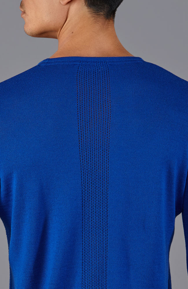blue mens merino wool gym top by Paul James