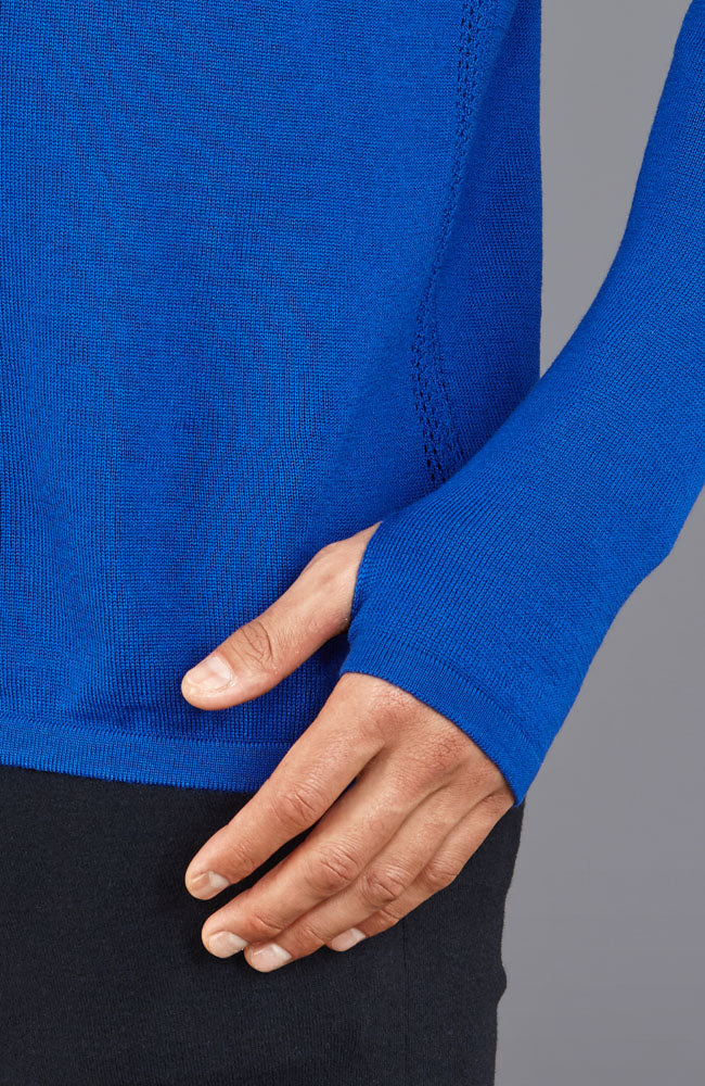 Blue mens merino activewear training top by Paul James