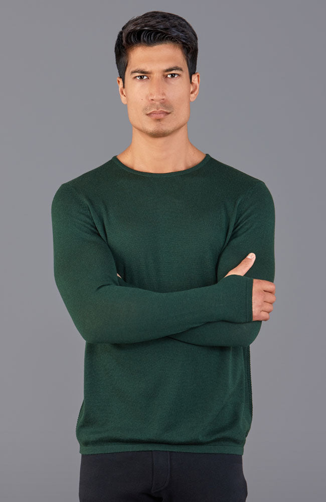 mens green merino wool gym top
