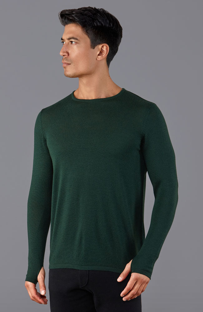 mens green merino wool gym top by Paul James