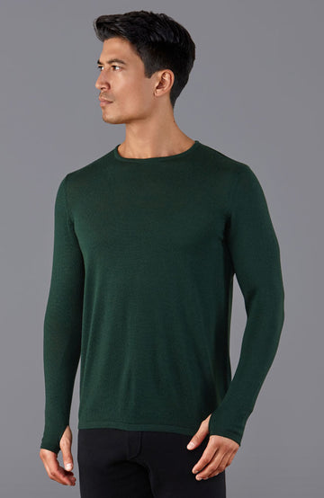 mens green merino wool gym top by Paul James