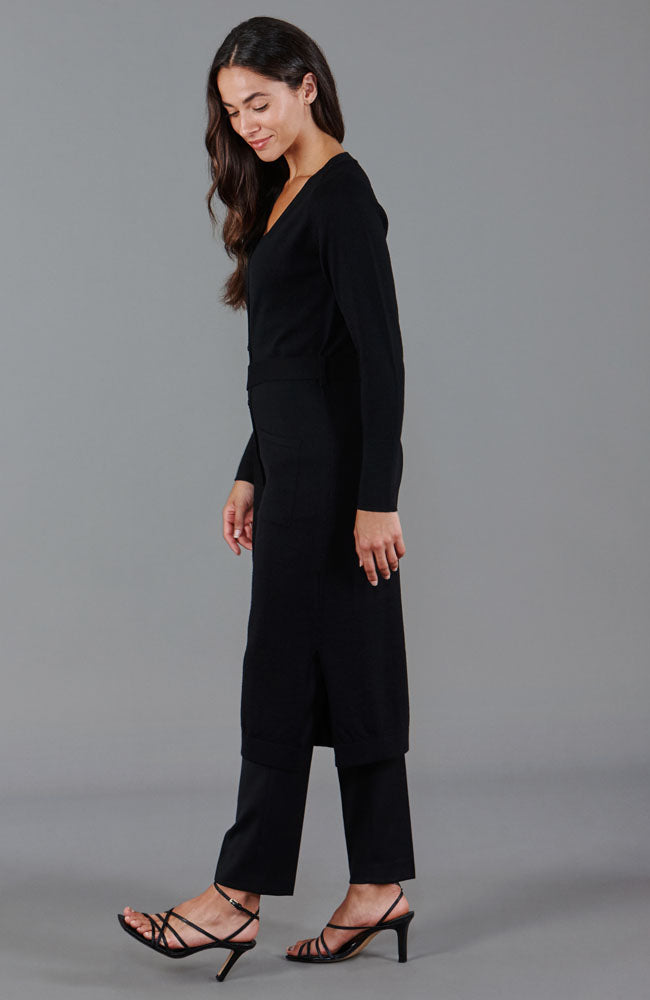 Black women long line cardigan with belt by Paul James
