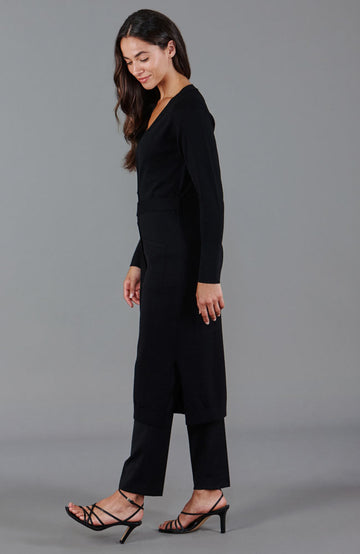 Black women long line cardigan with belt by Paul James