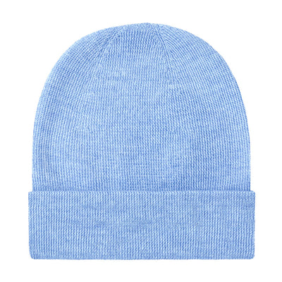blue merino wool beanie hat