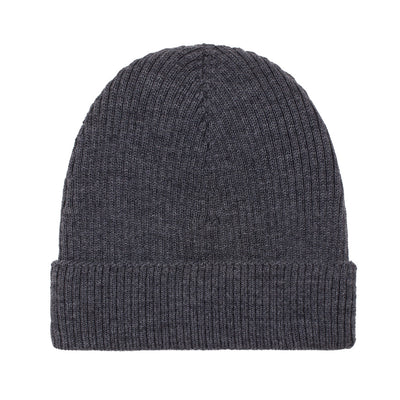 charcoal lightweight ribbed merino wool beanie hat