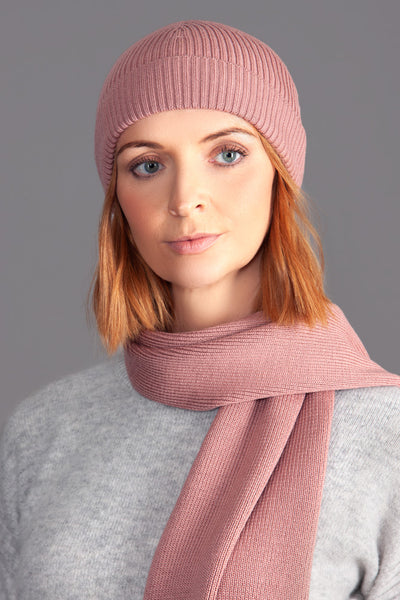 pink merino wool beanie and warm winter hat