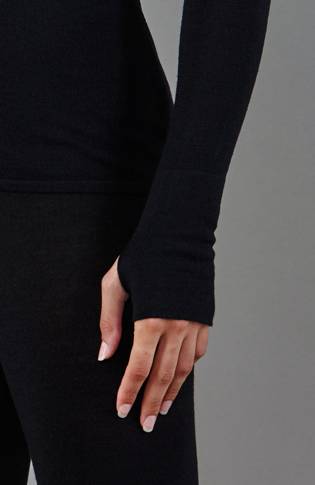 Black womens high neck thermal gym top by Paul James
