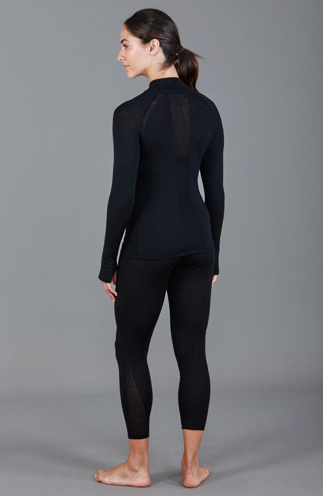Black womens high neck thermal gym top by Paul James