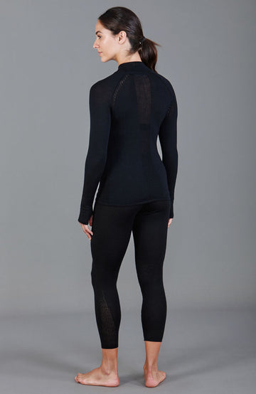 Black womens high neck thermal gym top by Paul James