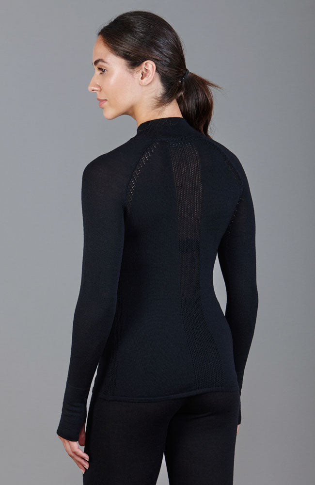 Black womens high neck thermal gym top Black womens high neck thermal gym top by Paul James