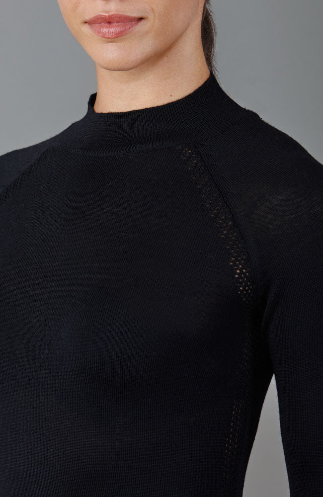 Black womens high neck thermal gym top by Paul James