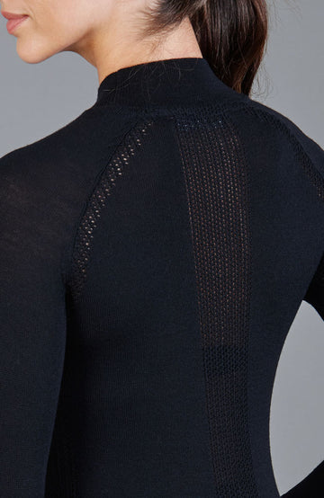 Black womens high neck thermal gym top by Paul James