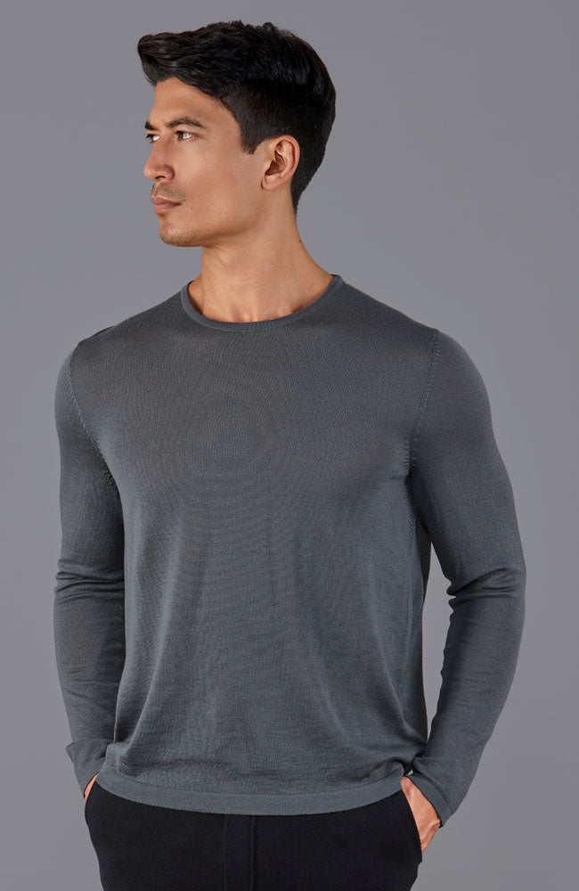 grey mens merino wool gym top