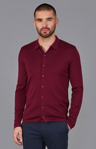 burgundy mens merino wool shirt