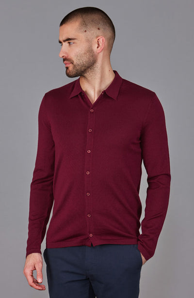 burgundy mens merino wool shirt