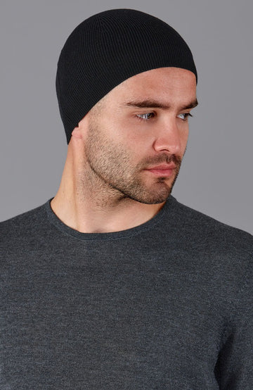 black mens merino wool running cap by Paul James