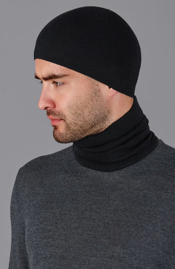 black mens wool neck warmer by Paul James