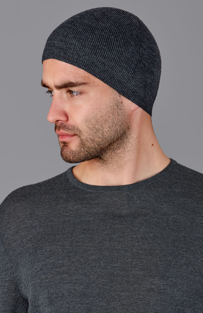 grey mens merino wool running cap by Paul James