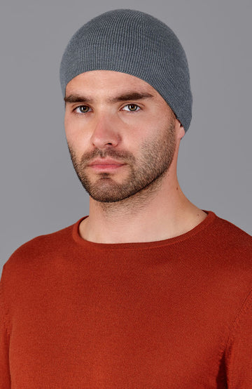 grey mens merino wool skull cap by Paul James