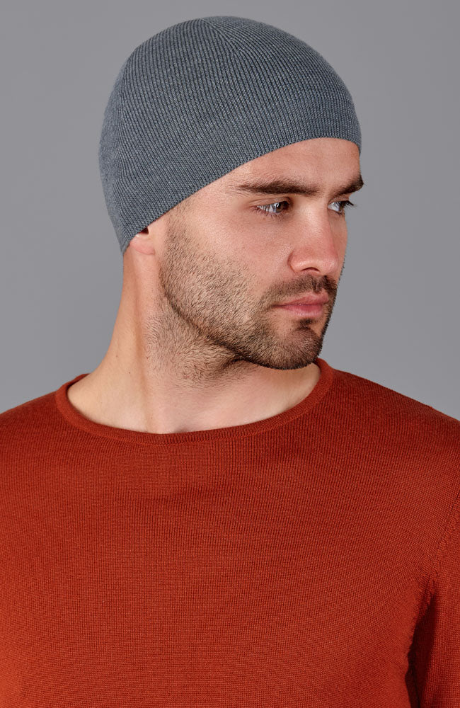grey mens merino wool running cap by Paul James