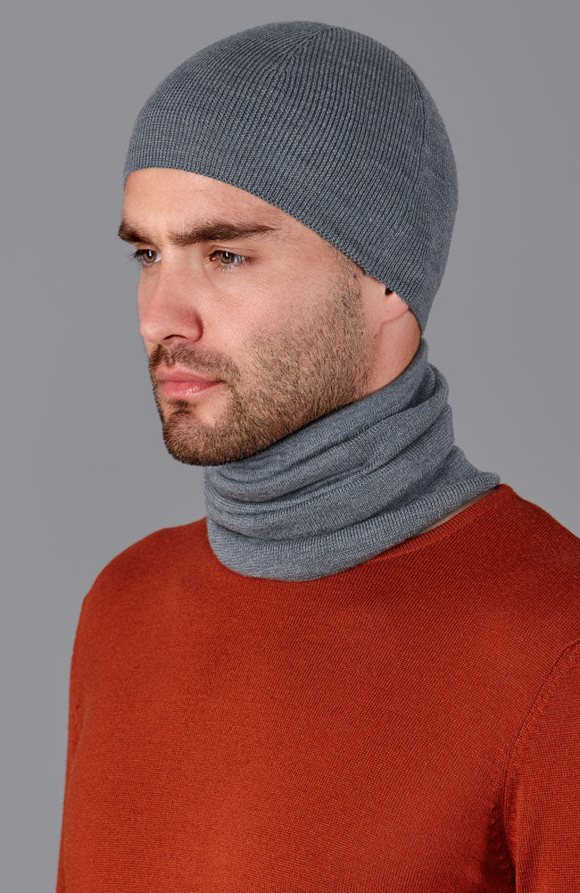 grey mens wool neck warmer by Paul James