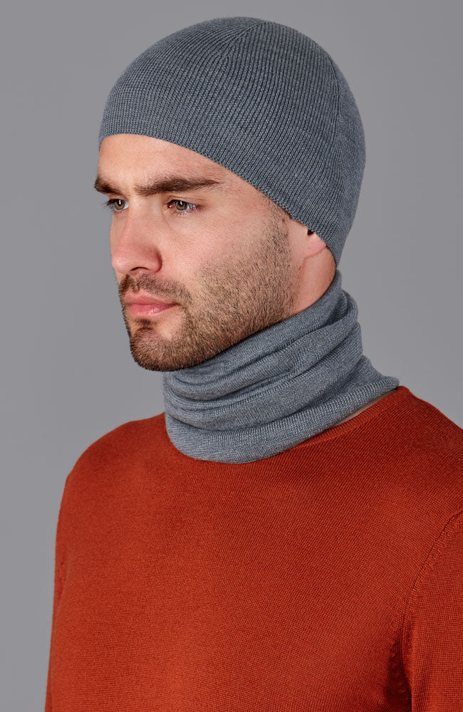 grey mens wool neck warmer