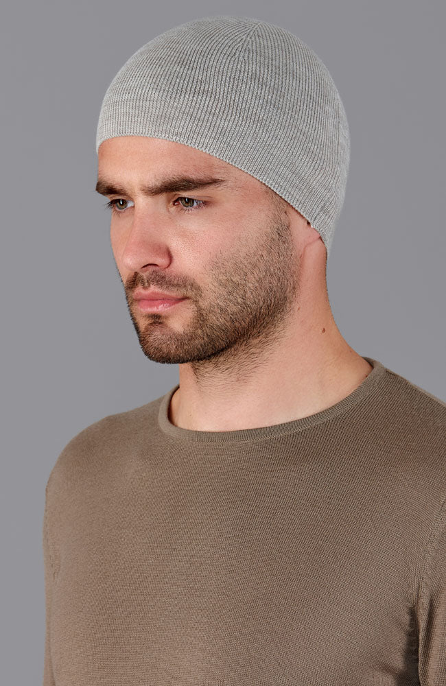 grey mens merino wool skull cap by Paul James