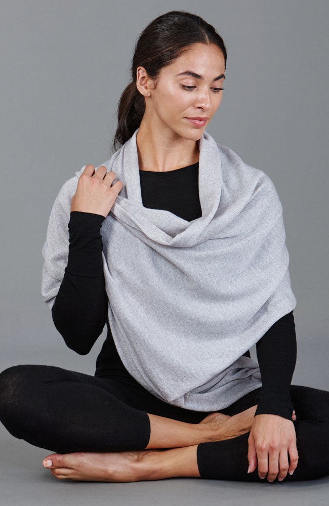 grey merino wool travel scarf