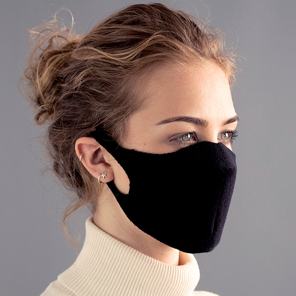 black cotton breathable washable face mask made in england